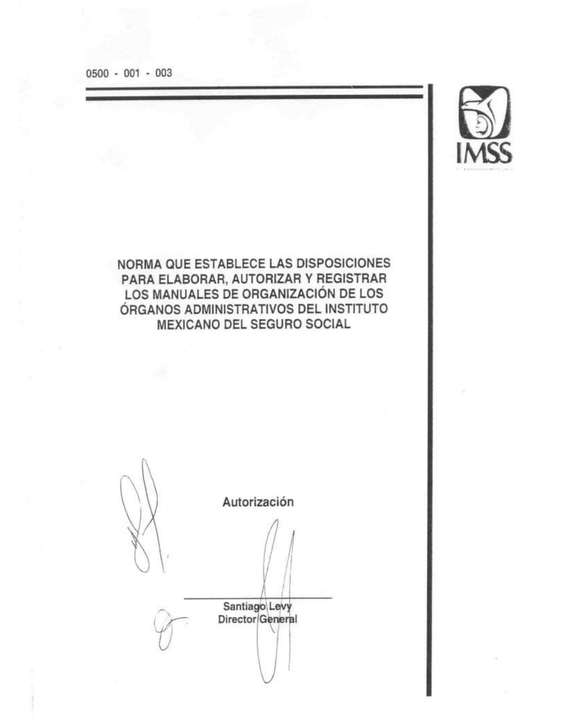 7.5 Autorización Del Manual De Organización. - IMSS