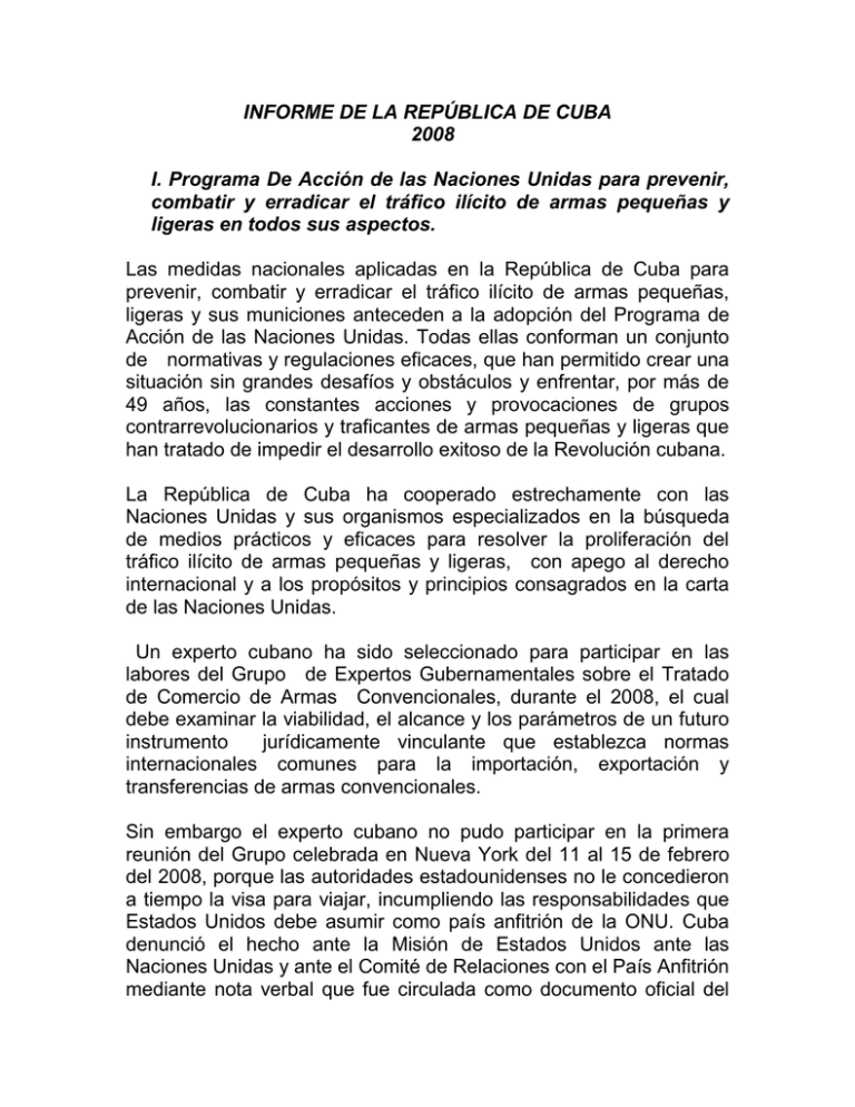 INFORME DE LA REPÚBLICA DE CUBA