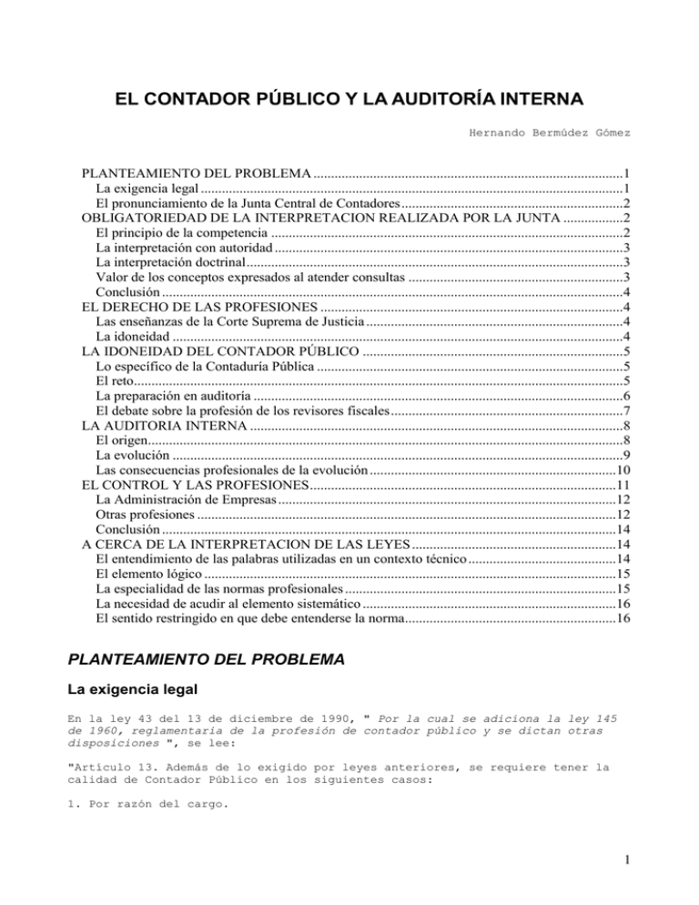 El Contador Público Y La Auditoría Interna