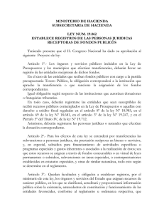 MINISTERIO DE HACIENDA SUBSECRETARIA DE HACIENDA  LEY NUM. 19.862