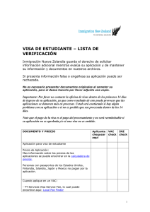 Visa de Estudiante &ndash; Student &ndash; Lista de Verificaci&oacute;n