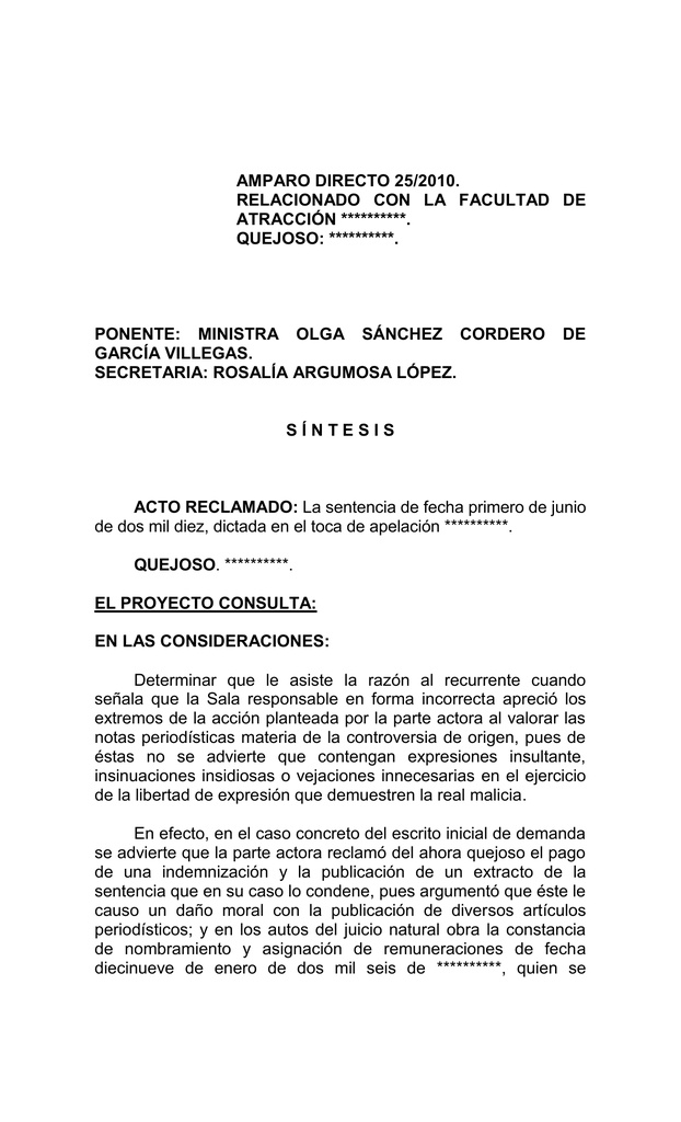 Amparo 25/2010 - Suprema Corte De Justicia De La Nación