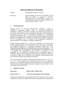 PRONUNCIAMIENTO N° 002-2012/DSU Entidad: Municipalidad