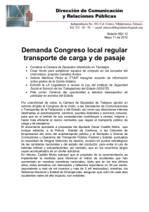 Demanda Congreso local regular transporte de carga y de pasaje