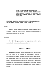 CONTRADICCIÓN DE TESIS 104/2012. CONTRADICCIÓN DE