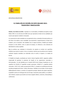 EL PABELLÓN DE ESPAÑA EN EXPO MILANO 2015: TRADICIÓN E INNOVACIÓN