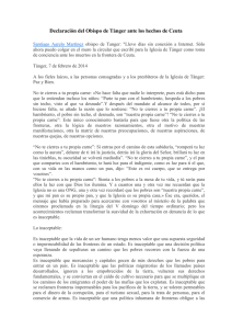 Declaración del Obispo de Tánger ante los hechos de Ceuta