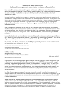 Ambientalistas entregan carta contra plantas de celulosa en Punta del... Comunicado de prensa - Mayo de 2005.