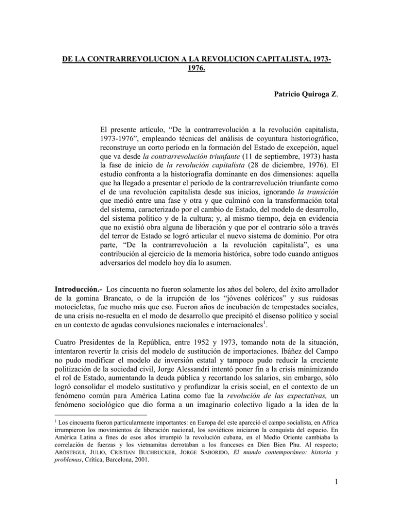 La Construccion Del Estado En Chile 1973 2003