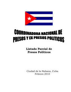 Listado Parcial de Presos Políticos Ciudad de la Habana, Cuba Febrero 2010