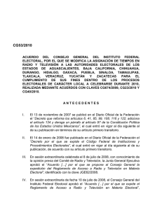 Acuerdo CG modificación asignación de tiempos procesos electorales