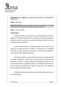 AGRICULTURA  de subvenciones cuya resolución se efectúe desde los Servicios Territoriales.