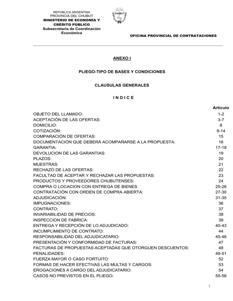 Pliego Tipo De Bases Y Condiciones Generales