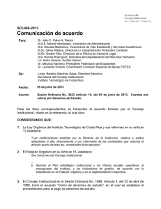 Comunicación de acuerdo SCI-448-2013 Para: