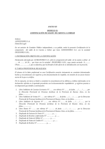 ANEXO III MODELO (1) CERTIFICACIÓN DE SALDO  DE CUENTA A COBRAR