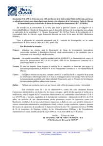 Resolución de adjudicación - Universidad Pablo de Olavide