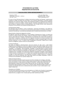 Universidad de Los Andes Departamento de Economía  Economía 4003: TEORIA MICROECONOMICA II