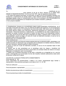 F-OD-1 CONSENTIMIENTO INFORMADO DE ODONTOLOGÍA Versión 1
