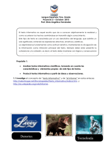 Lengua Española 7mo. Grado Proyecto 2 – Octubre 2013 Prof