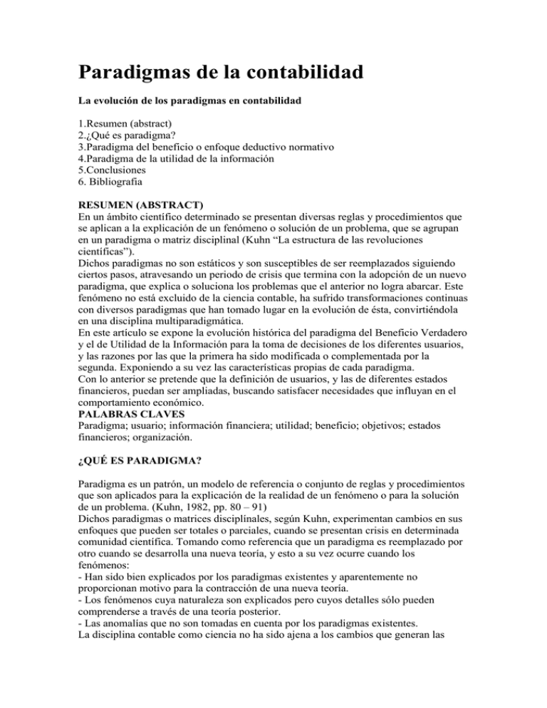 Paradigmas De La Contabilidad La Evolución De Los Paradigmas En 5551