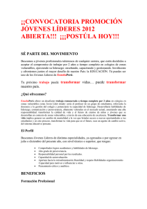 &iexcl;&iexcl;CONVOCATORIA PROMOCI&Oacute;N J&Oacute;VENES L&Iacute;DERES 2012