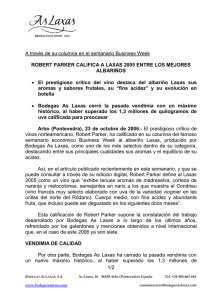 BODEGAS AS LAXAS INCREMENTA SU EXPORTACIÓN EN UN 14%