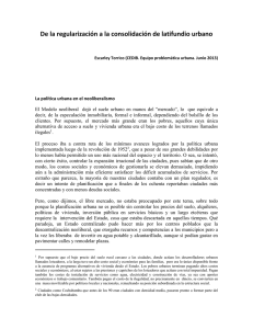 El Modelo neoliberal dejó el suelo urbano en manos del