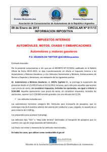 09 de Enero de 2013 CIRCULAR Nº 011/13 INFORMACION IMPOSITIVA IMPUESTOS INTERNOS