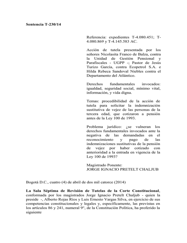 indemnización sustitutiva y devolución de saldos son