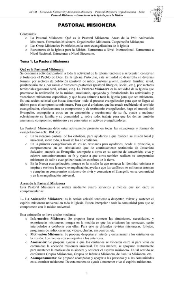 Pastoral Misionera Y Estructuras De La Iglesia Para La Misión Efam