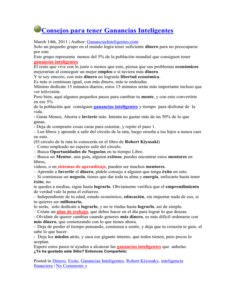 Consejos Para Tener Ganancias Inteligentes