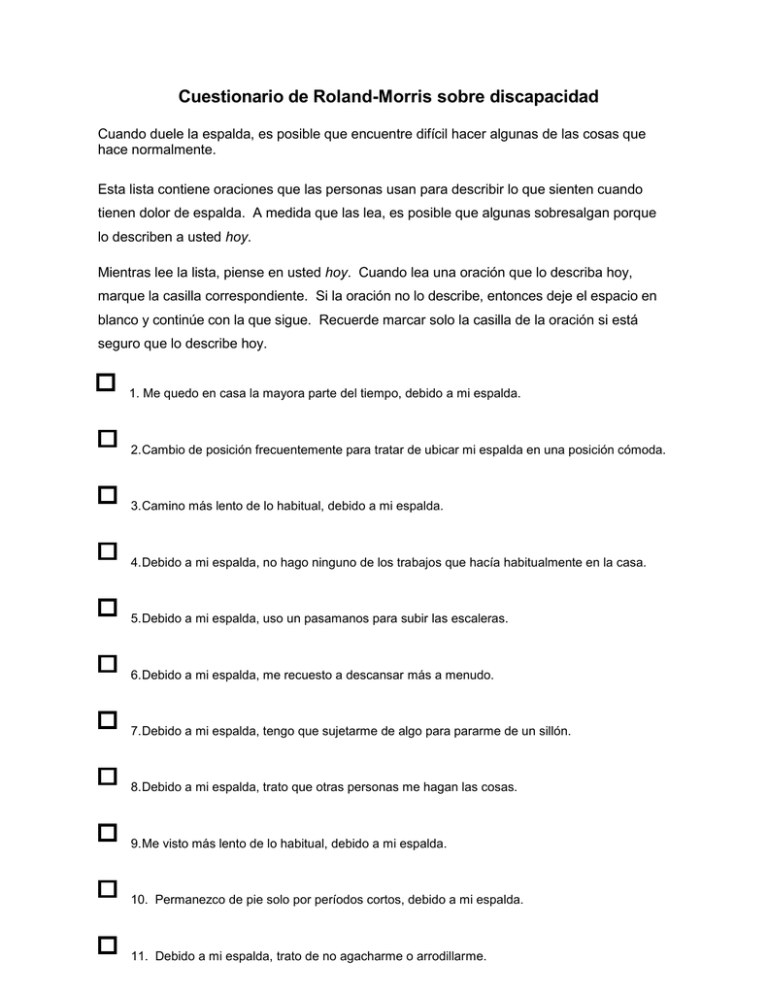 The Roland Morris Disability Questionnaire