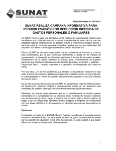SUNAT realiza campaña informativa para reducir evasión por