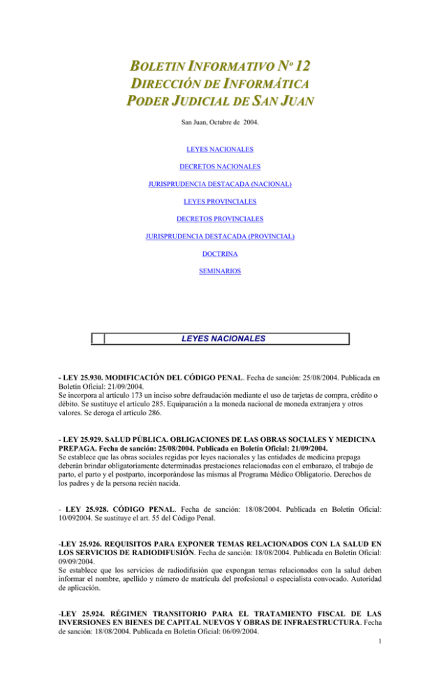 BOLETIN INFORMATIVO Nº 3 - Poder Judicial De San Juan