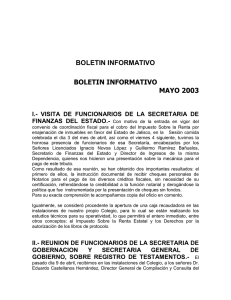 BOLETIN INFORMATIVO MAYO 2003 FINANZAS  DEL  ESTADO.-