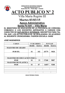ACTO PUBLICO Nº 2 Villa María Región III Martes 03/03/15 Apoyo Administrativo