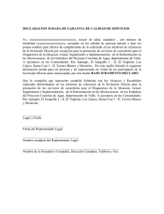 DECLARACION JURADA DE GARANTIA DE CALIDAD DE