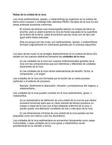 Notas de la unidad de la roca Las rocas sedimentarias, ígneas, y