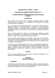 APLICACIÓN DEL MANDATO CONSTITUYENTE No. 15