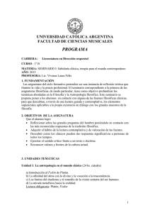 PROGRAMA  UNIVERSIDAD CATÓLICA ARGENTINA FACULTAD DE CIENCIAS MUSICALES