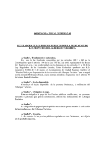 ORDENANZA  FISCAL NUMERO 2.03 LOS SERVICIOS DEL ALBERGUE TURISTICO.
