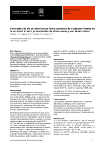Contrastación de características físico-químicas de aceitunas verdes de