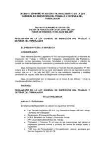 Decreto Supremo Nº 020-2001-TR