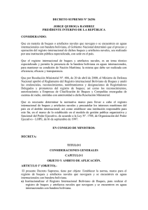 decreto supremo n&ordm; 26256 - registro internacional boliviano de buques
