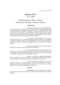 Resolución S.B.S. N °8 -2007 El Superintendente de Banca, Seguros y