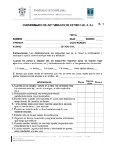 B. 1 CUESTIONARIO DE ACTIVIDADES DE ESTUDIO (C. A. E.)