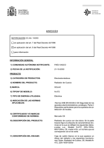 A N E X O II NOTIFICACIÓN CC.AA. 142/03 en aplicación del art. 7