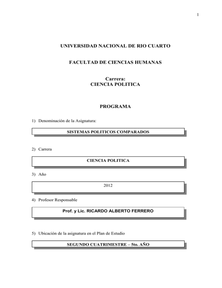 Sistemas Politicos Comparados - Sistema De Información De La UNRC