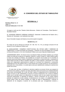 H. CONGRESO DEL ESTADO DE TAMAULIPAS  REFORMA No. 3