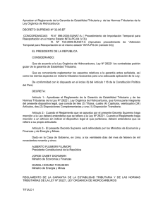 Reglamento de la Garant&iacute;a de Estabilidad Tributaria y